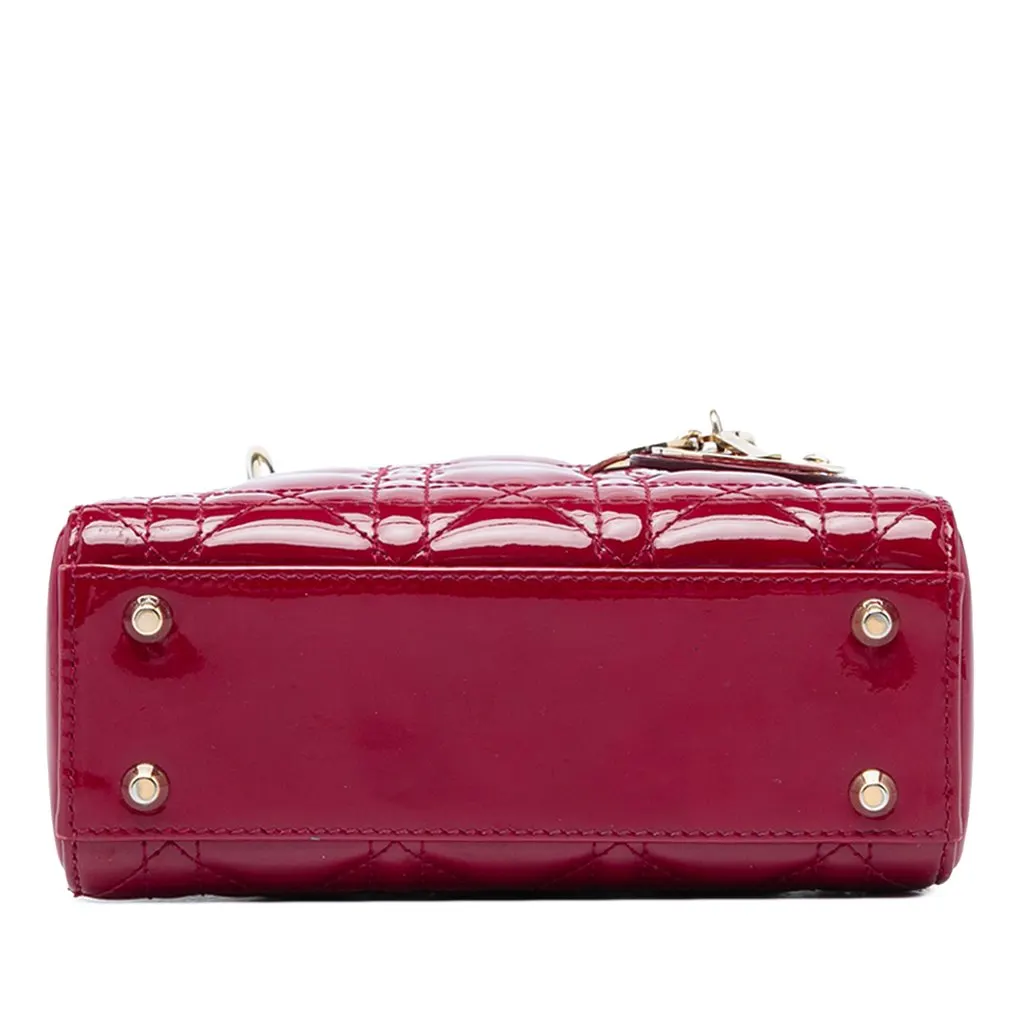 Dior Mini Patent Cannage Lady Dior Red Leather Very good - Inside View