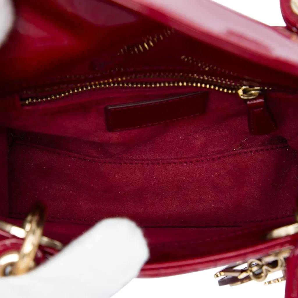 Dior Mini Patent Cannage Lady Dior Red Leather Very good - Model View
