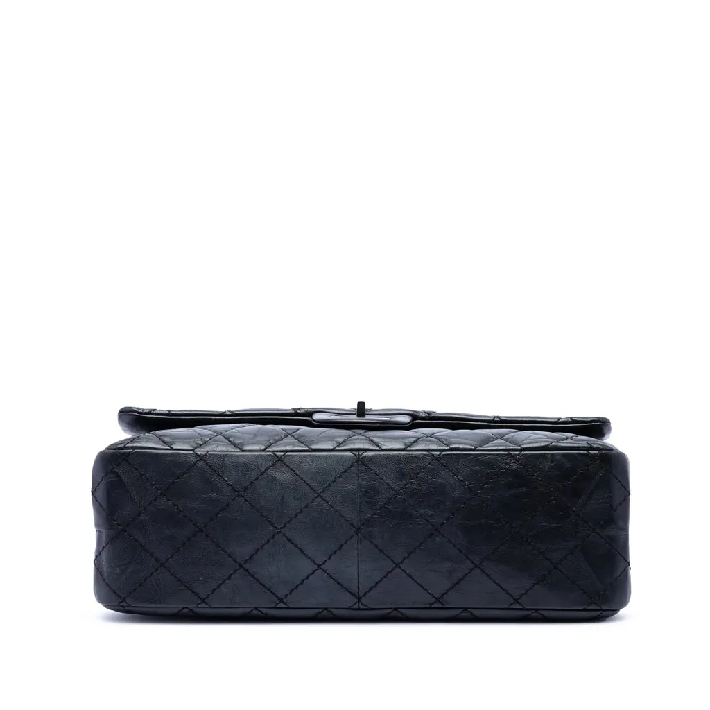Chanel Quilted Aged Calfskin Reissue 2.55 Double Flap 226 Black Leather Good - Inside View