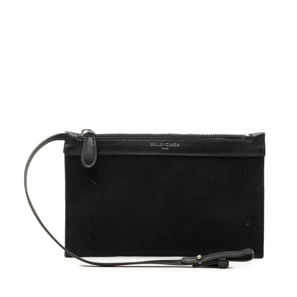 Balenciaga Canvas Navy Cabas Pouch Black Very good - Front View