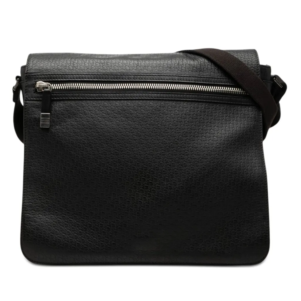 Dior Diorissimo Embossed Leather Messenger Bag Black Leather Very good - Front View