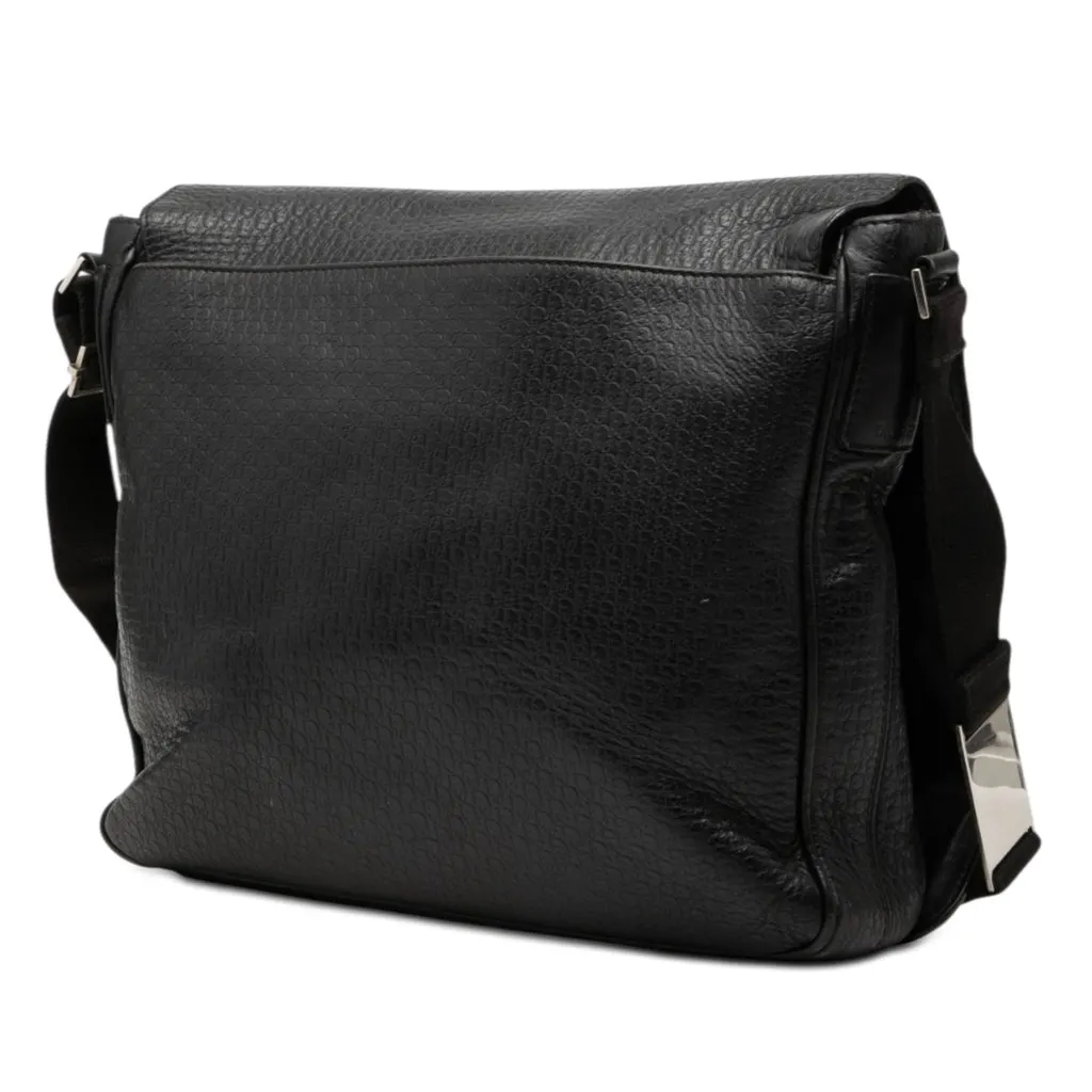 Dior Diorissimo Embossed Leather Messenger Bag Black Leather Very good - Back View