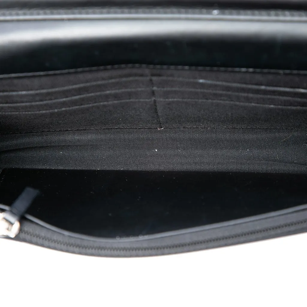 Chanel CC Quilted Patent Wallet On Chain Black Leather Very good - Model View