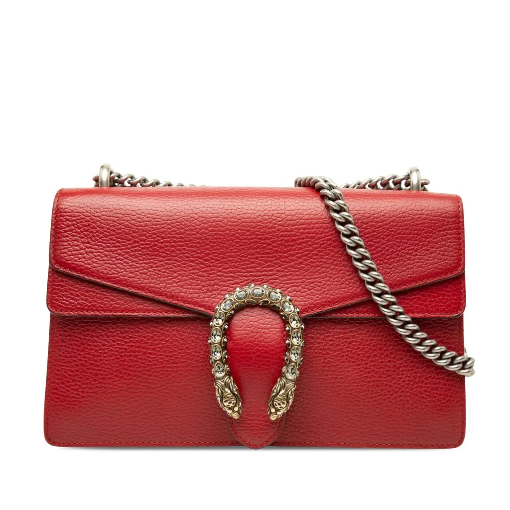 Gucci Medium Calfskin Dionysus Shoulder Bag Red Leather Good - Front View