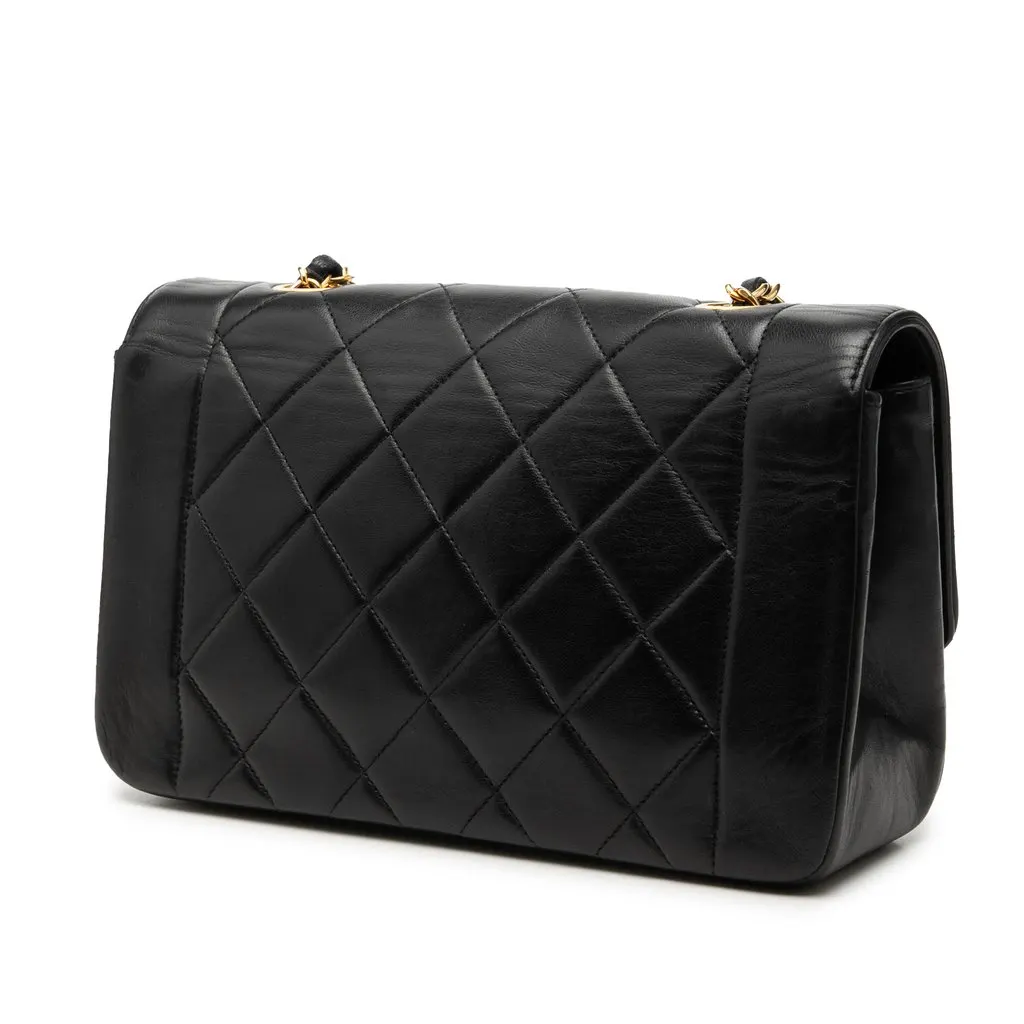 Chanel Small Lambskin Diana Flap Black Leather Very good - Back View