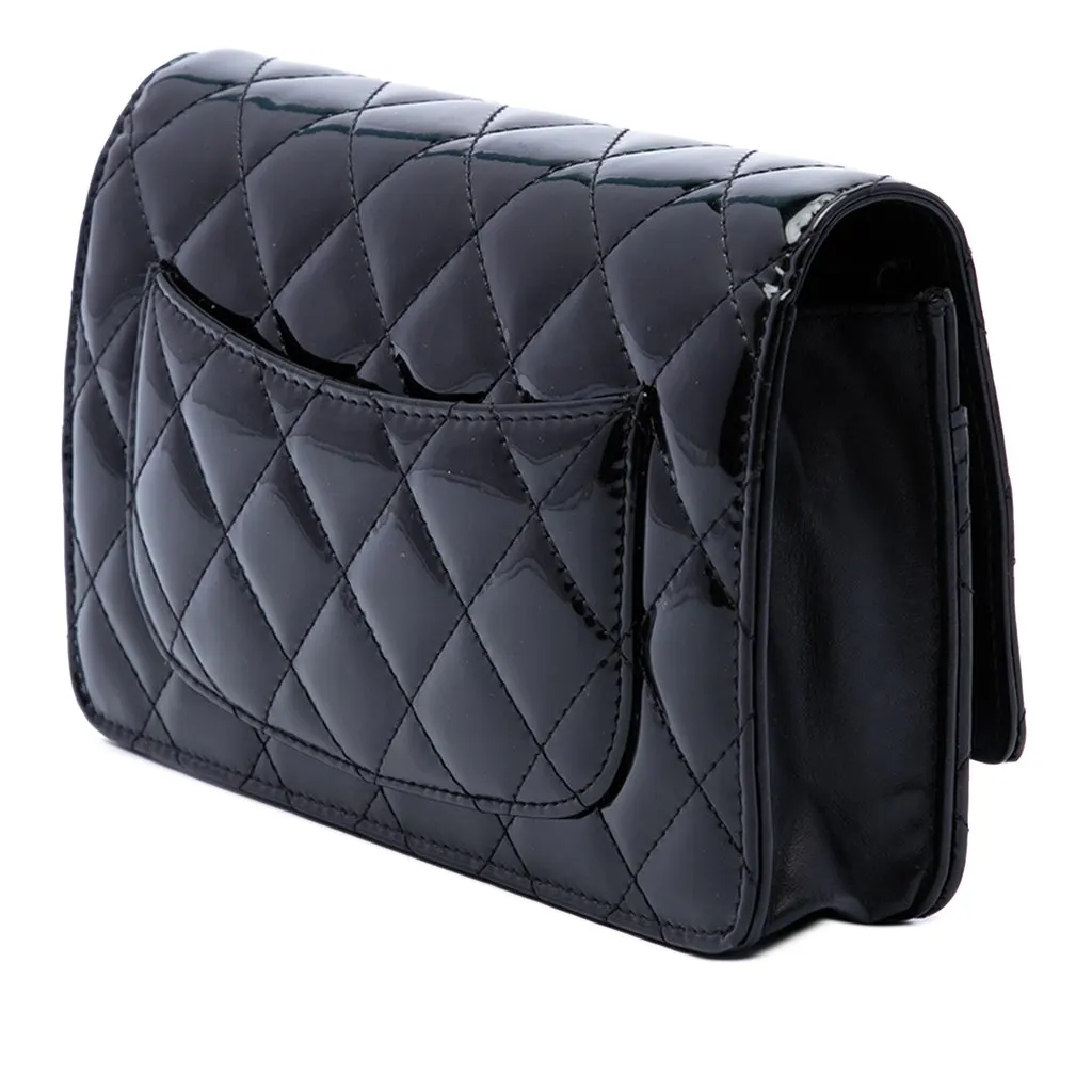 Chanel CC Quilted Patent Wallet On Chain Black Leather Very good - Back View