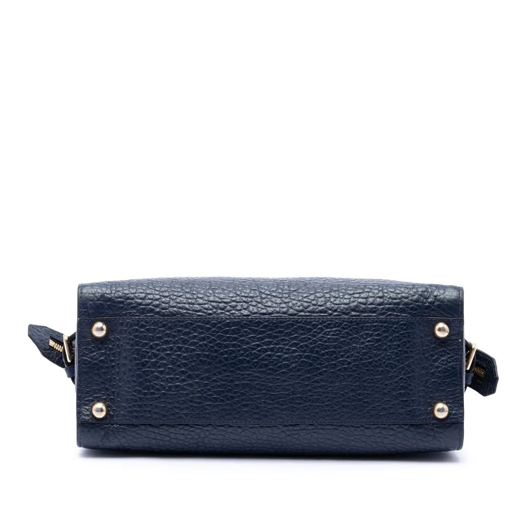 Burberry Medium Grained Leather Clifton Satchel Blue Leather Very good - Inside View