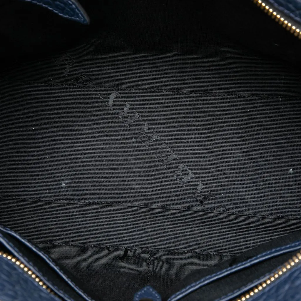 Burberry Medium Grained Leather Clifton Satchel Blue Leather Very good - Model View