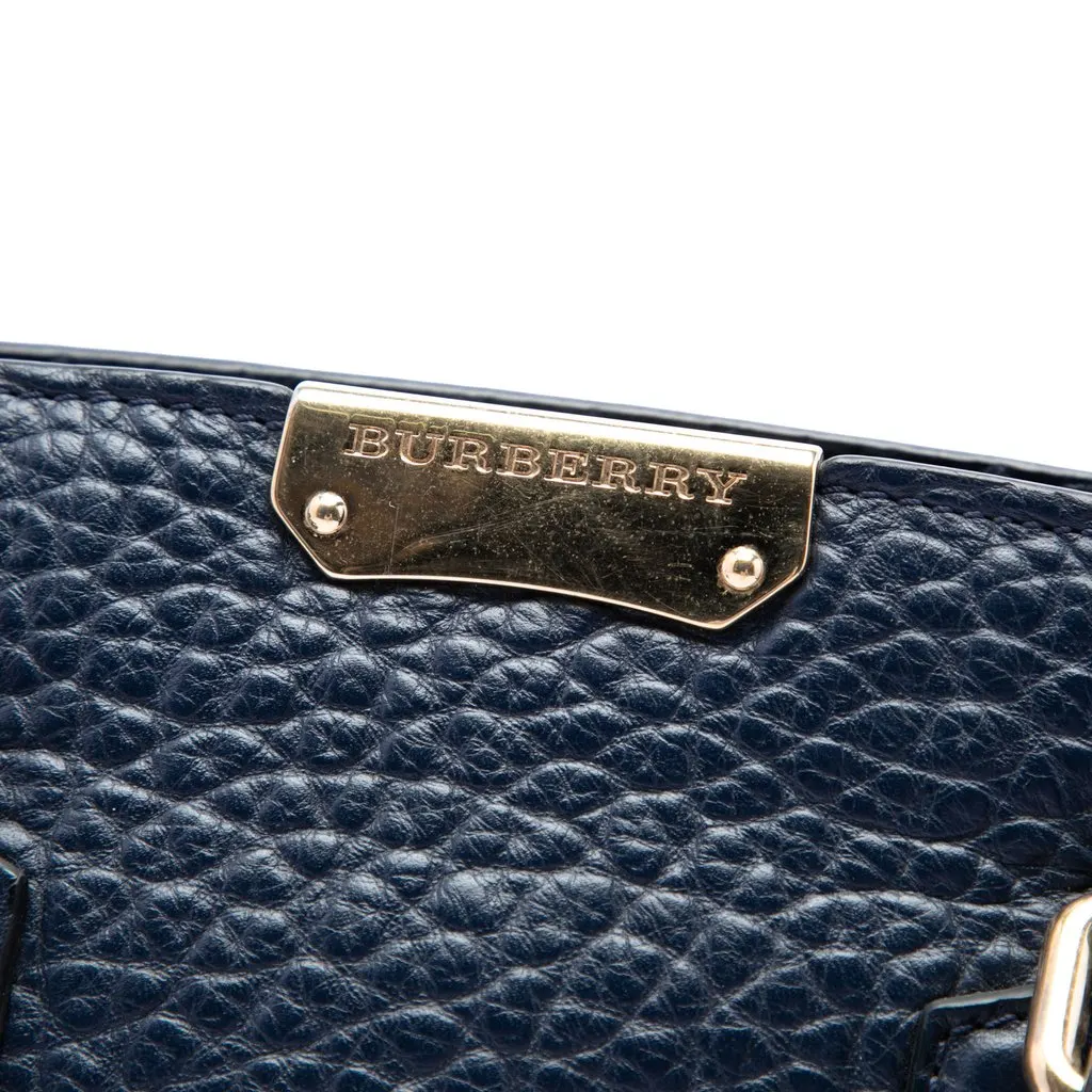 Burberry Medium Grained Leather Clifton Satchel Blue Leather Very good - Box View