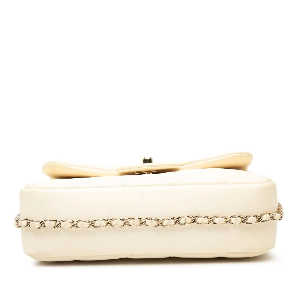 Chanel Mini Quilted Lambskin My Precious Pearls Chain Flap White Leather Very good - Inside View