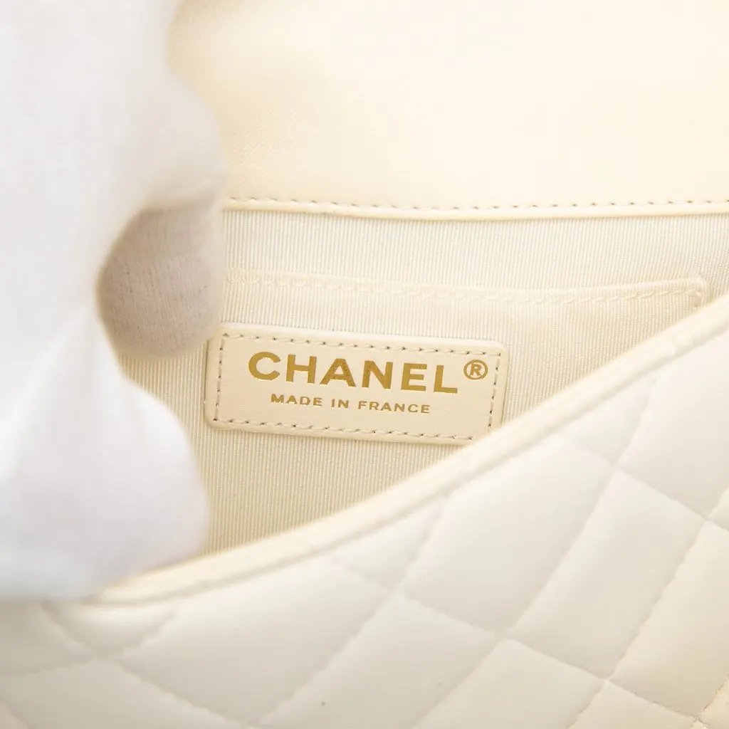 Chanel Mini Quilted Lambskin My Precious Pearls Chain Flap White Leather Very good - Box View
