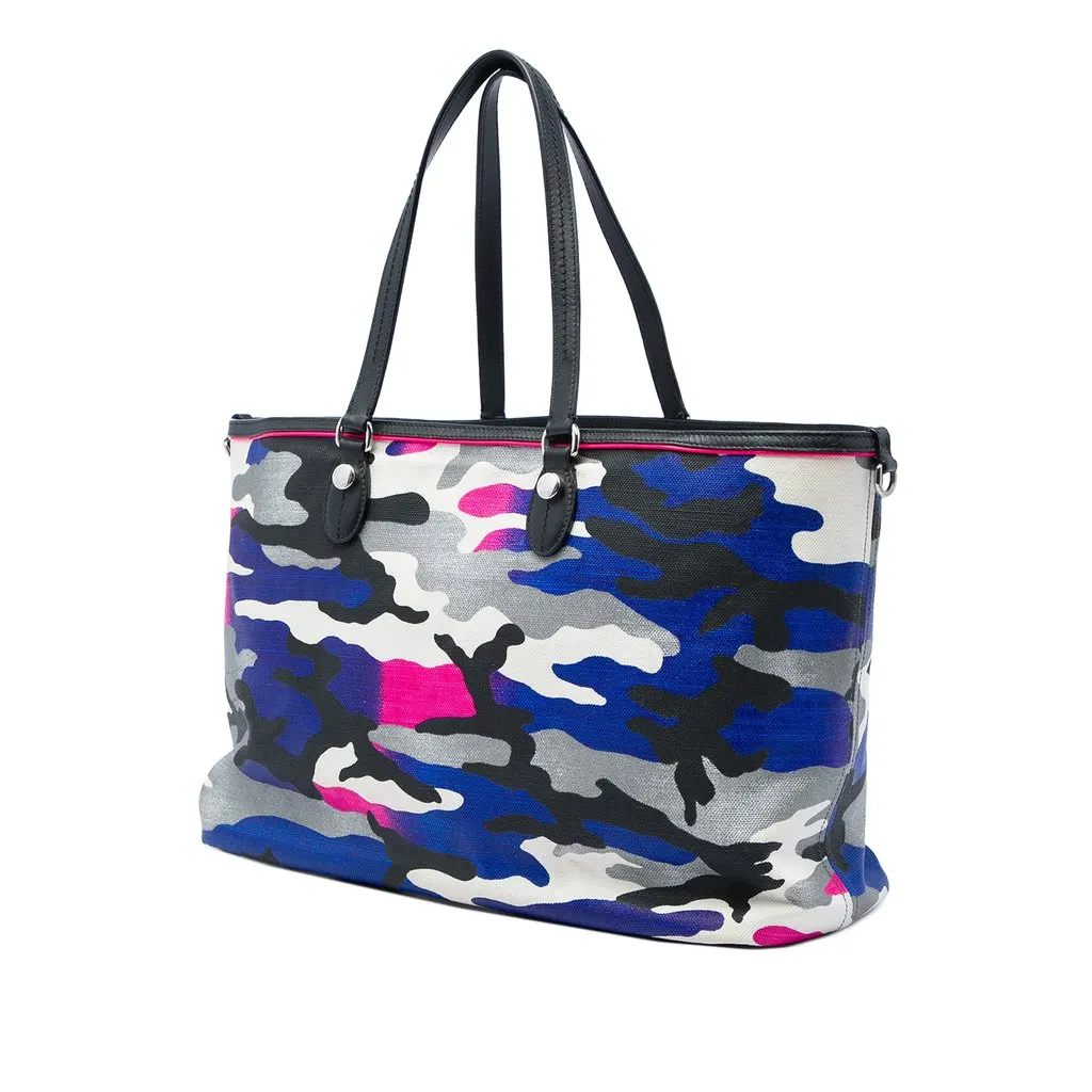 Dior Anselm Reyle Large Canvas Camouflage Tote Grey Canvas Good - Back View