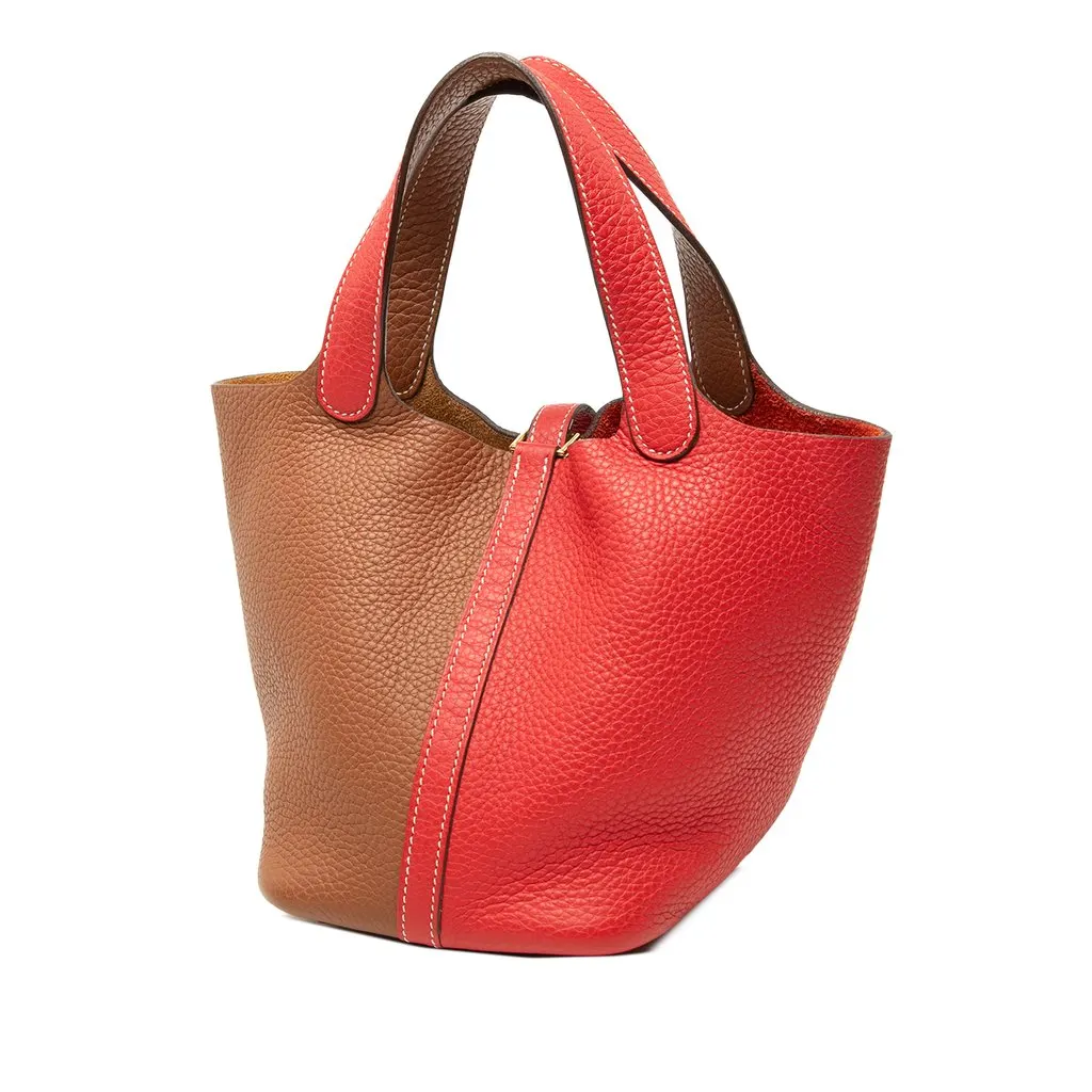 Hermès Clemence Picotin Lock 18 Casaque Brown Leather Very good - Back View