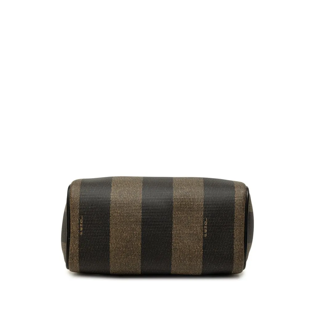 Fendi Mini Pequin Coated Canvas Convertible Boston Bag Brown Canvas Good - Inside View