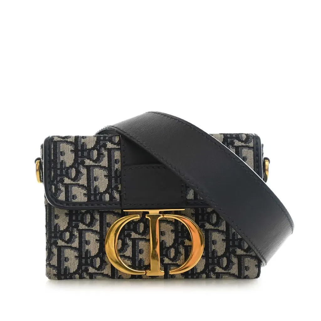 Dior Oblique Canvas 30 Montaigne Box Bag Blue Very good - Front View