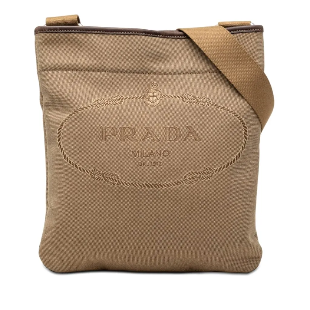 Prada Canvas Canapa Logo Crossbody Beige Very good - Front View