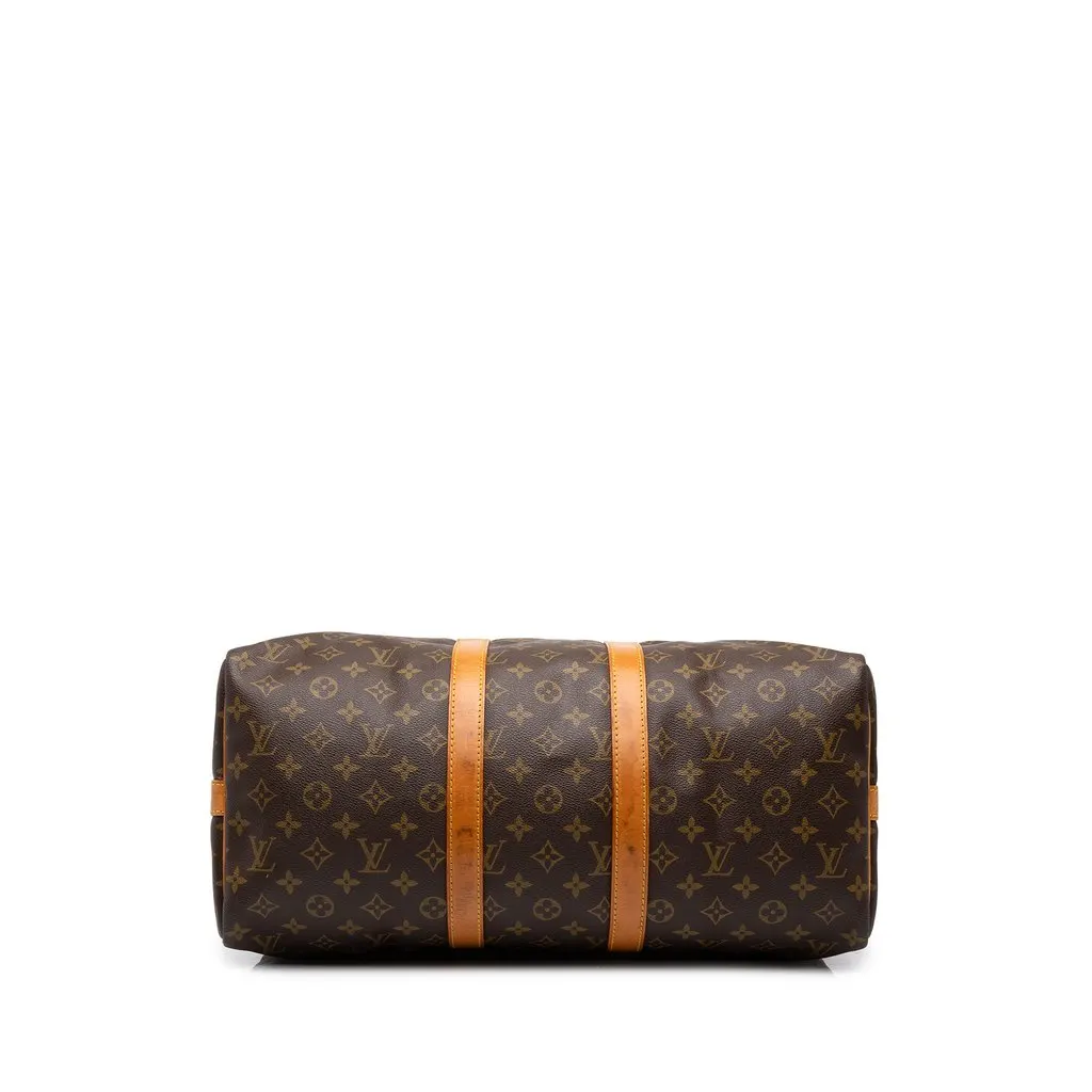 Louis Vuitton Monogram Keepall Bandouliere 45 Brown Canvas Good - Inside View
