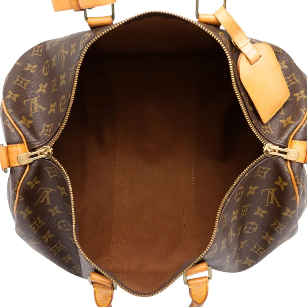 Louis Vuitton Monogram Keepall Bandouliere 45 Brown Canvas Good - Model View