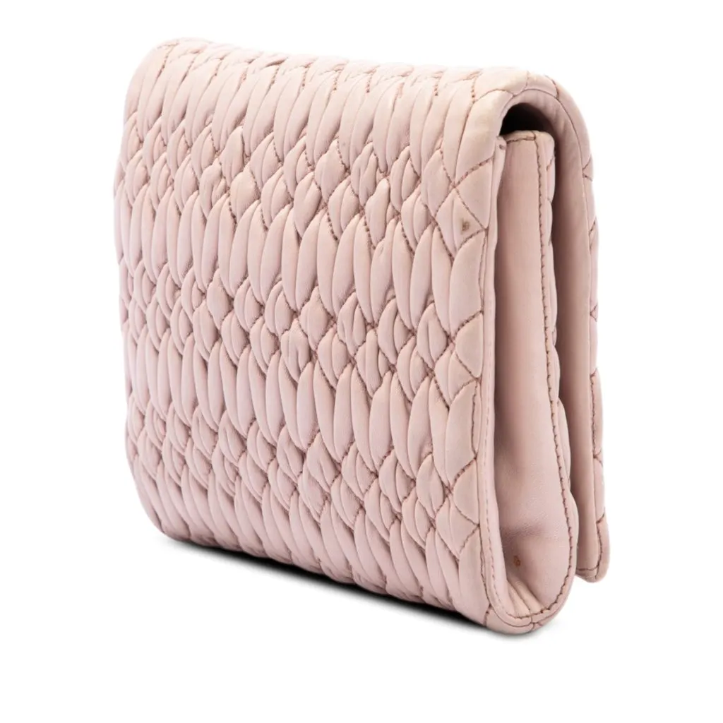 Miu Miu Matelasse Nappa Crystal Chain Satchel Brown Leather Very good - Back View