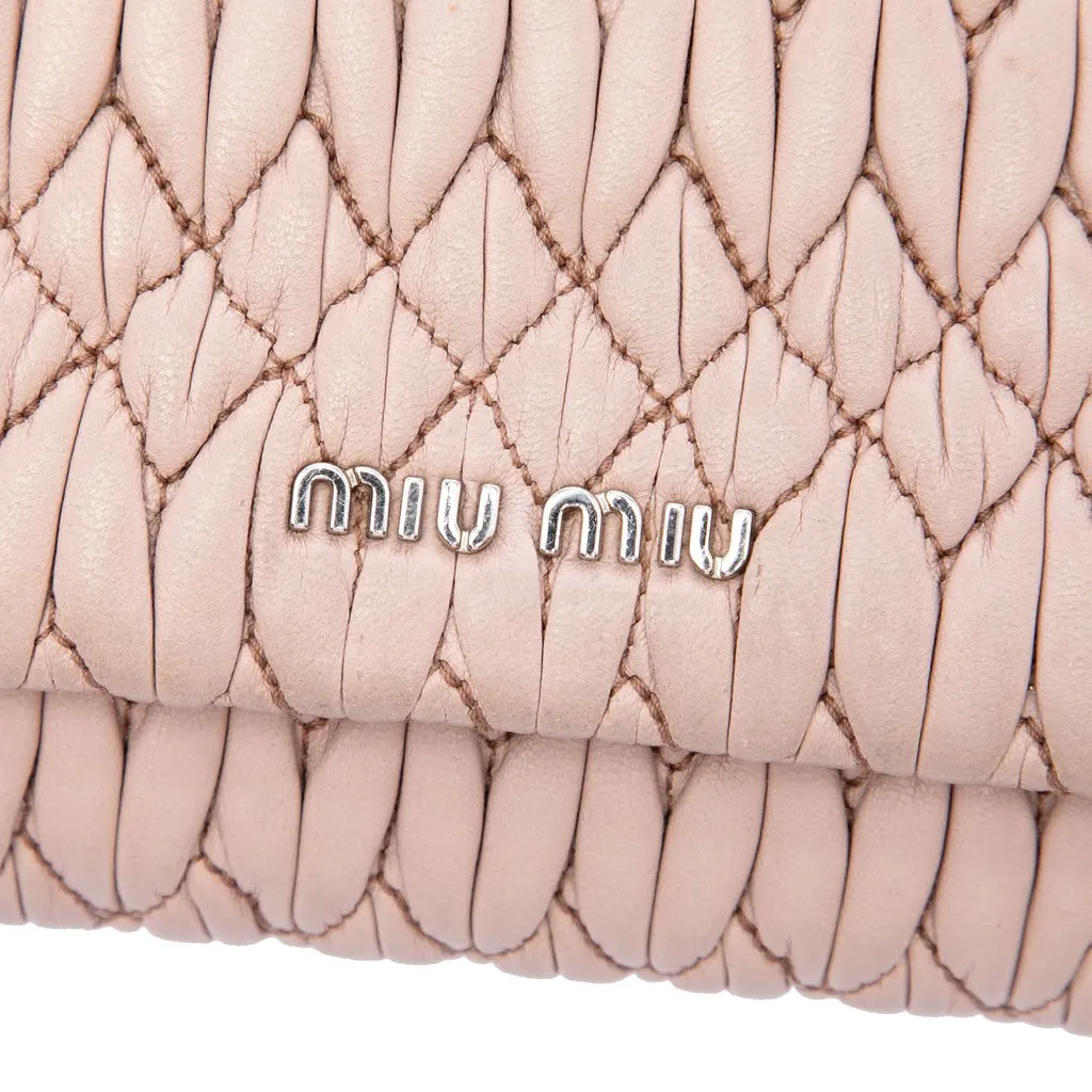 Miu Miu Matelasse Nappa Crystal Chain Satchel Brown Leather Very good - Box View