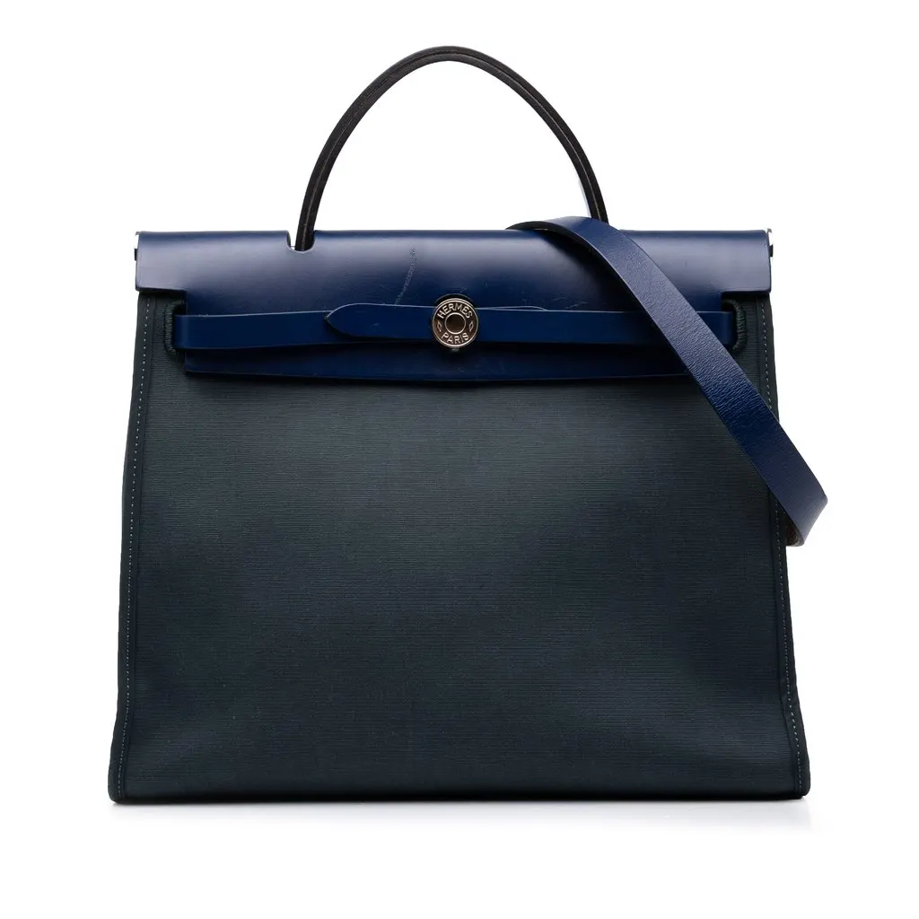 Hermès Toile Herbag Zip 31 Green Canvas Very good - Front View