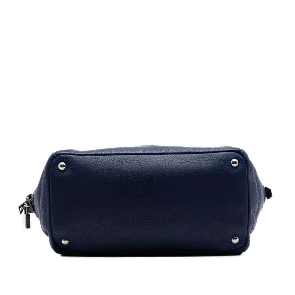 Prada Vitello Daino Double Handle Satchel Blue Leather Very good - Inside View