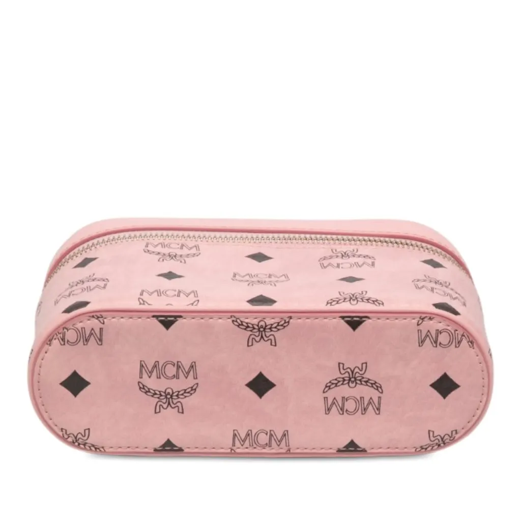 MCM Mini Visetos Coated Canvas Aren Vanity Case Pink Canvas Never worn - Inside View