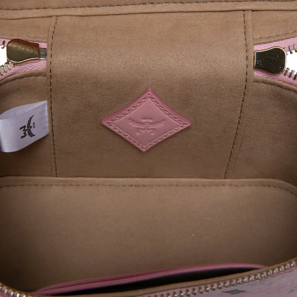 MCM Mini Visetos Coated Canvas Aren Vanity Case Pink Canvas Never worn - Model View