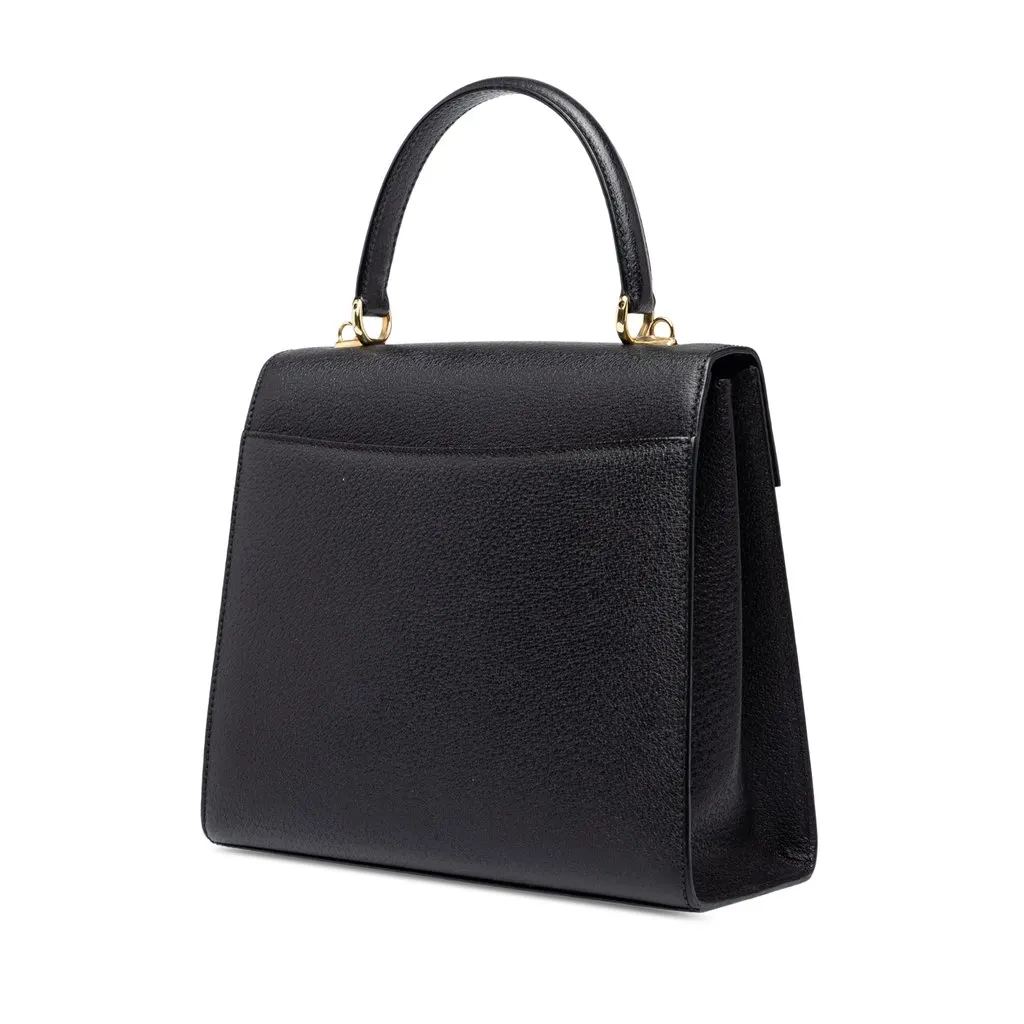 Gucci Calfskin Lady Lock Satchel Black Leather Very good - Back View