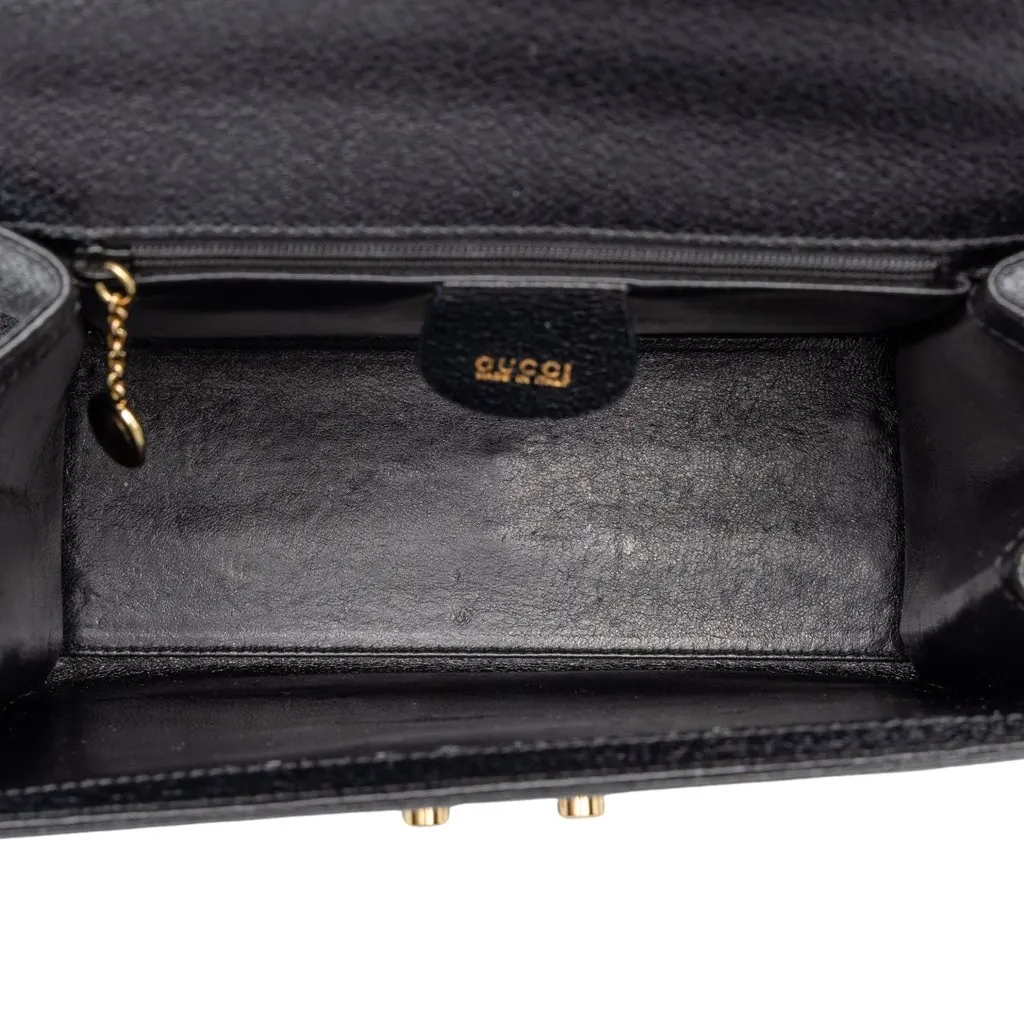 Gucci Calfskin Lady Lock Satchel Black Leather Very good - Model View