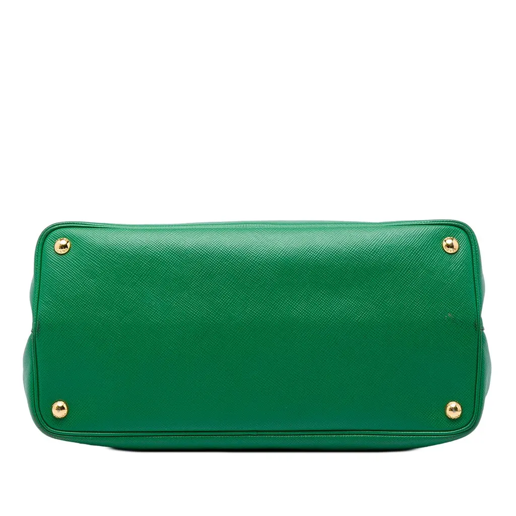 Prada Large Saffiano Cuir Double Satchel Green Leather Very good - Inside View