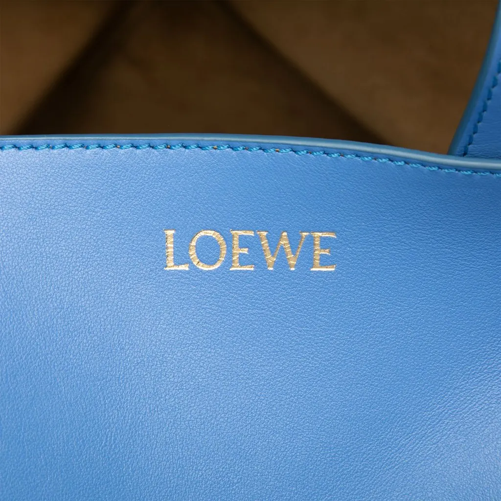 LOEWE Large Shiny Calfskin Puzzle Fold Tote Blue Leather Very good - Box View
