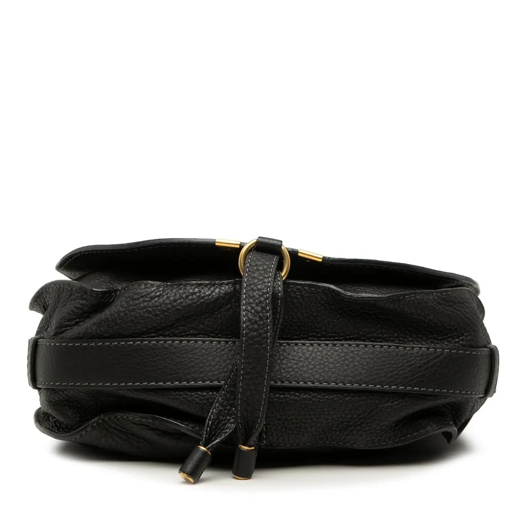 Chloé Medium Grained Calfskin Marcie Saddle Crossbody Black Leather Very good - Inside View