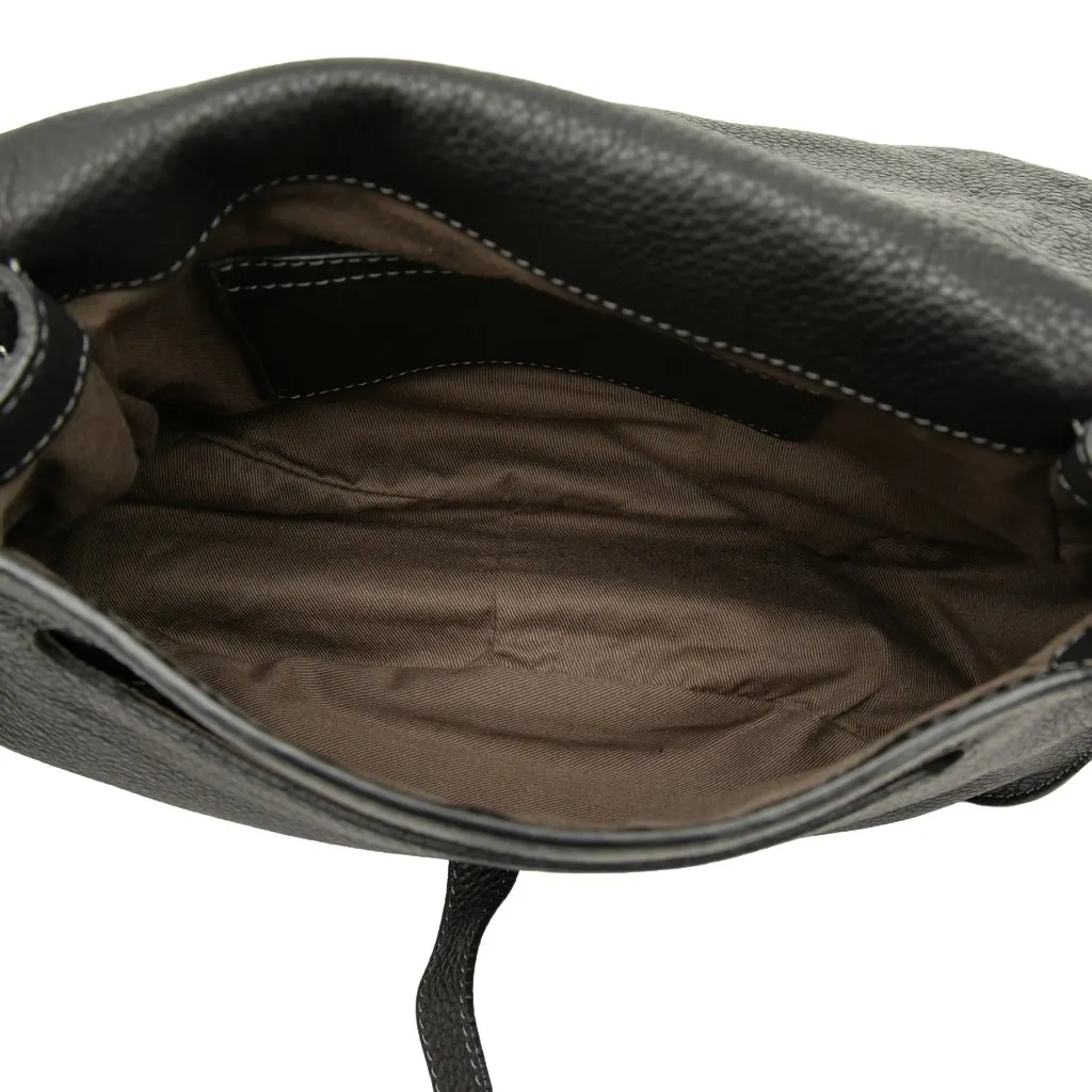Chloé Medium Grained Calfskin Marcie Saddle Crossbody Black Leather Very good - Model View