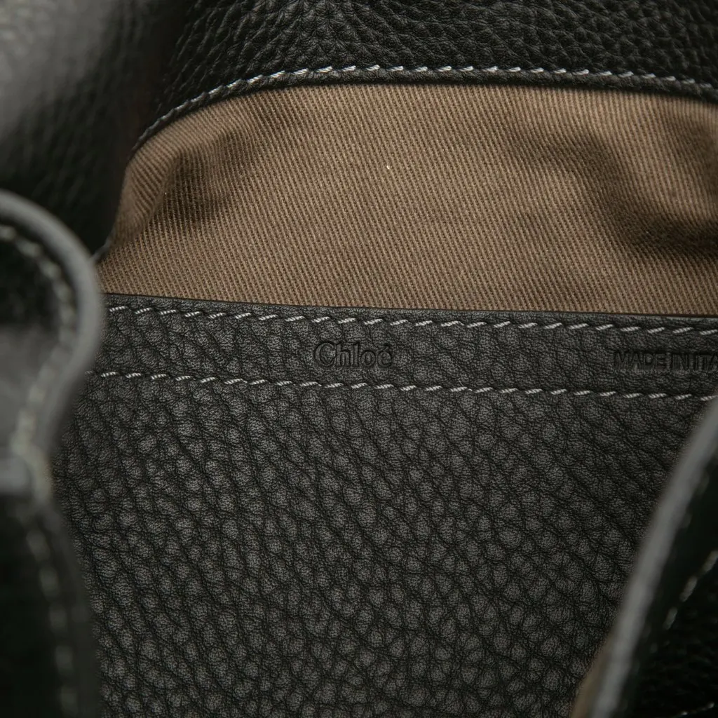 Chloé Medium Grained Calfskin Marcie Saddle Crossbody Black Leather Very good - Box View