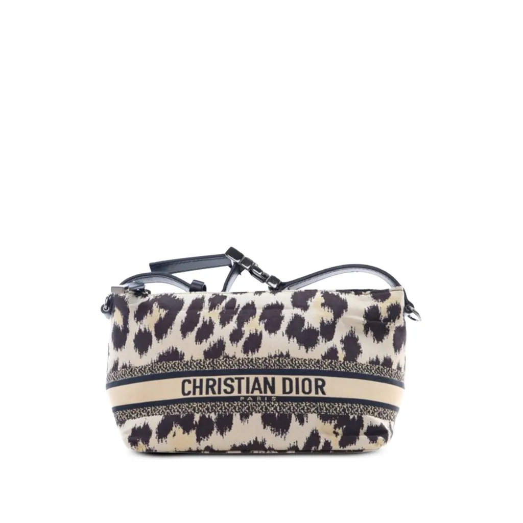 Dior Mizza Small Canvas Embroidered Leopard DiorTravel Nomad Pouch