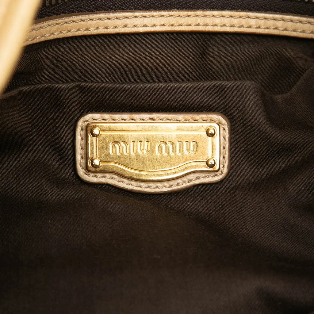 Miu Miu Matelasse Nappa Coffer Satchel Beige Leather Very good - Box View