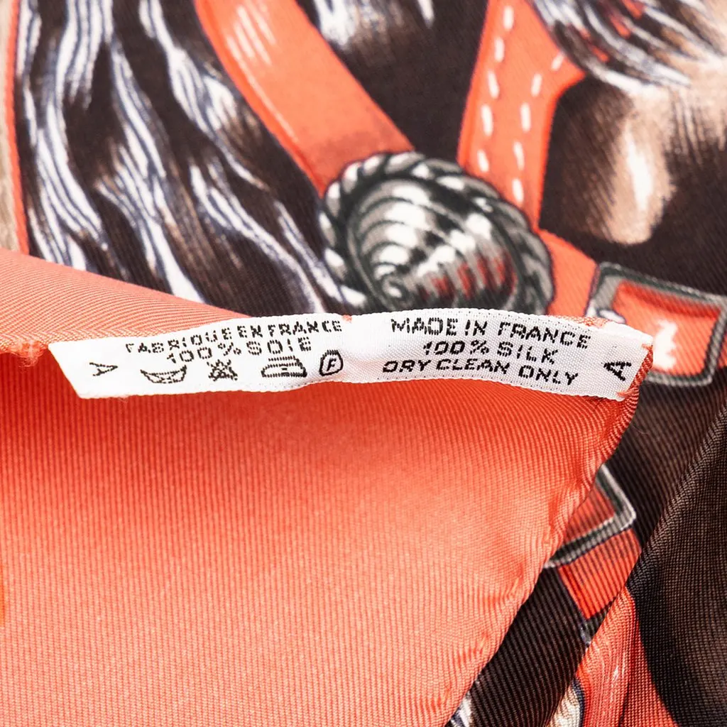 Hermès Chevaux de Trait Silk Scarf 90 Orange Silk Good - Back View