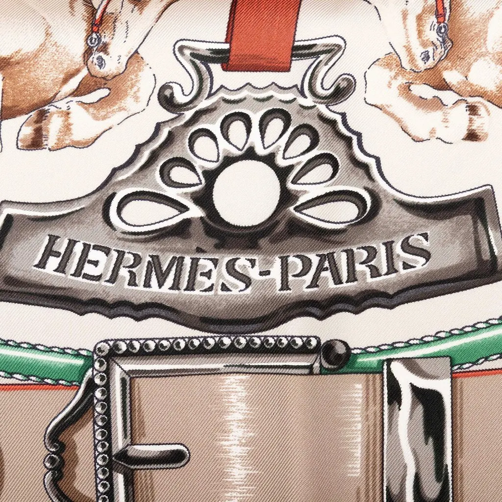 Hermès Chevaux de Trait Silk Scarf 90 Orange Silk Good - Inside View
