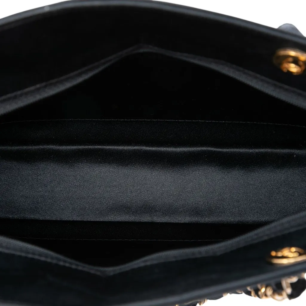 Chanel CC Quilted Satin Zip Handbag Black Satin Very good - Model View