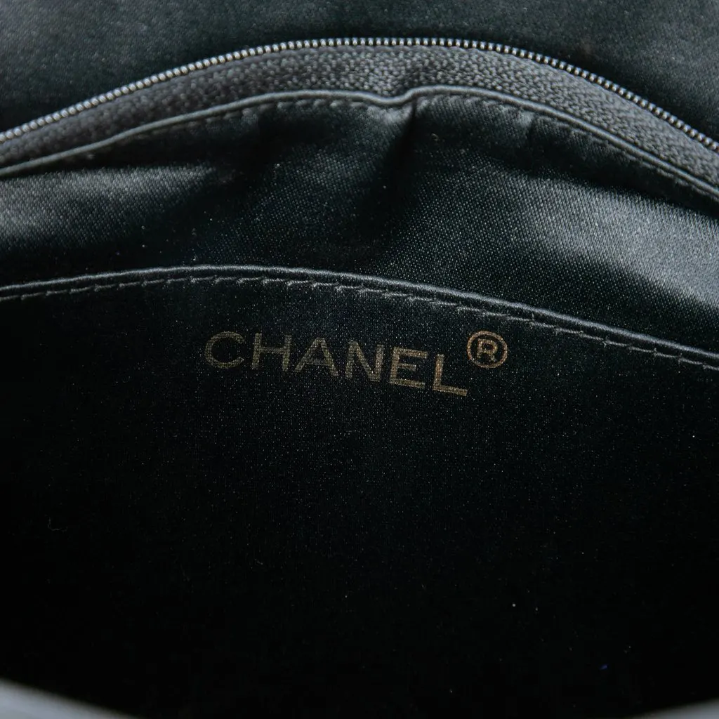 Chanel CC Quilted Satin Zip Handbag Black Satin Very good - Box View
