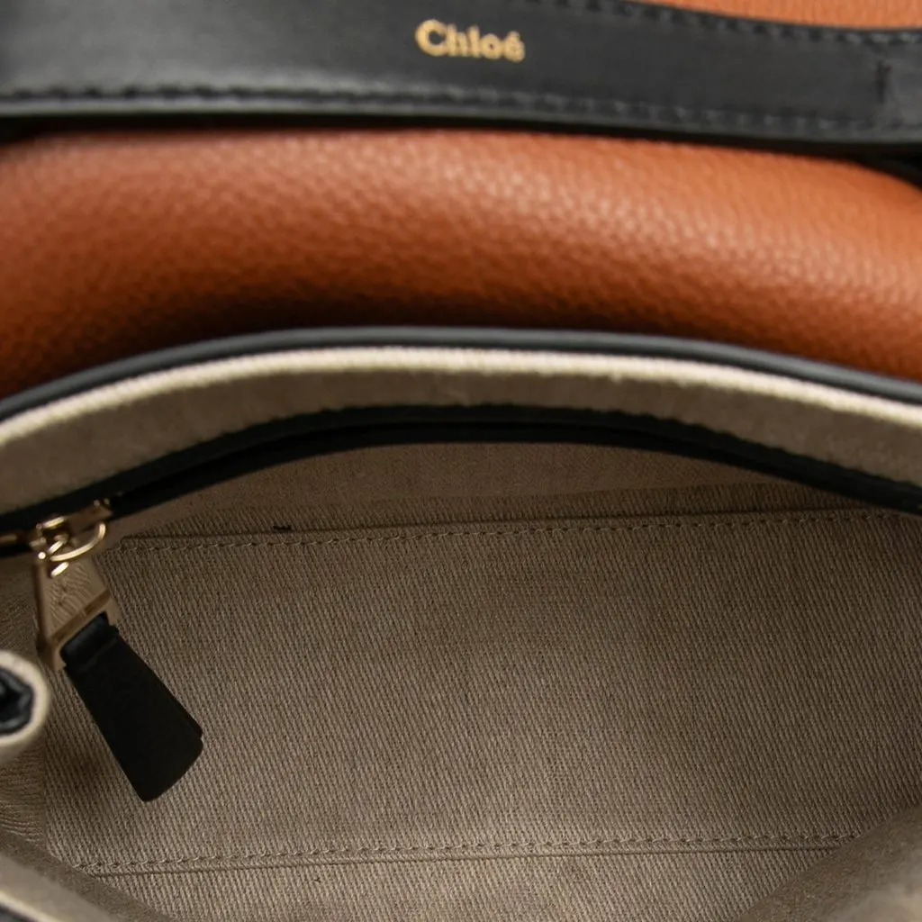 Chloé Small Grained Calfskin Penelope Soft Satchel Black Leather Very good - Model View