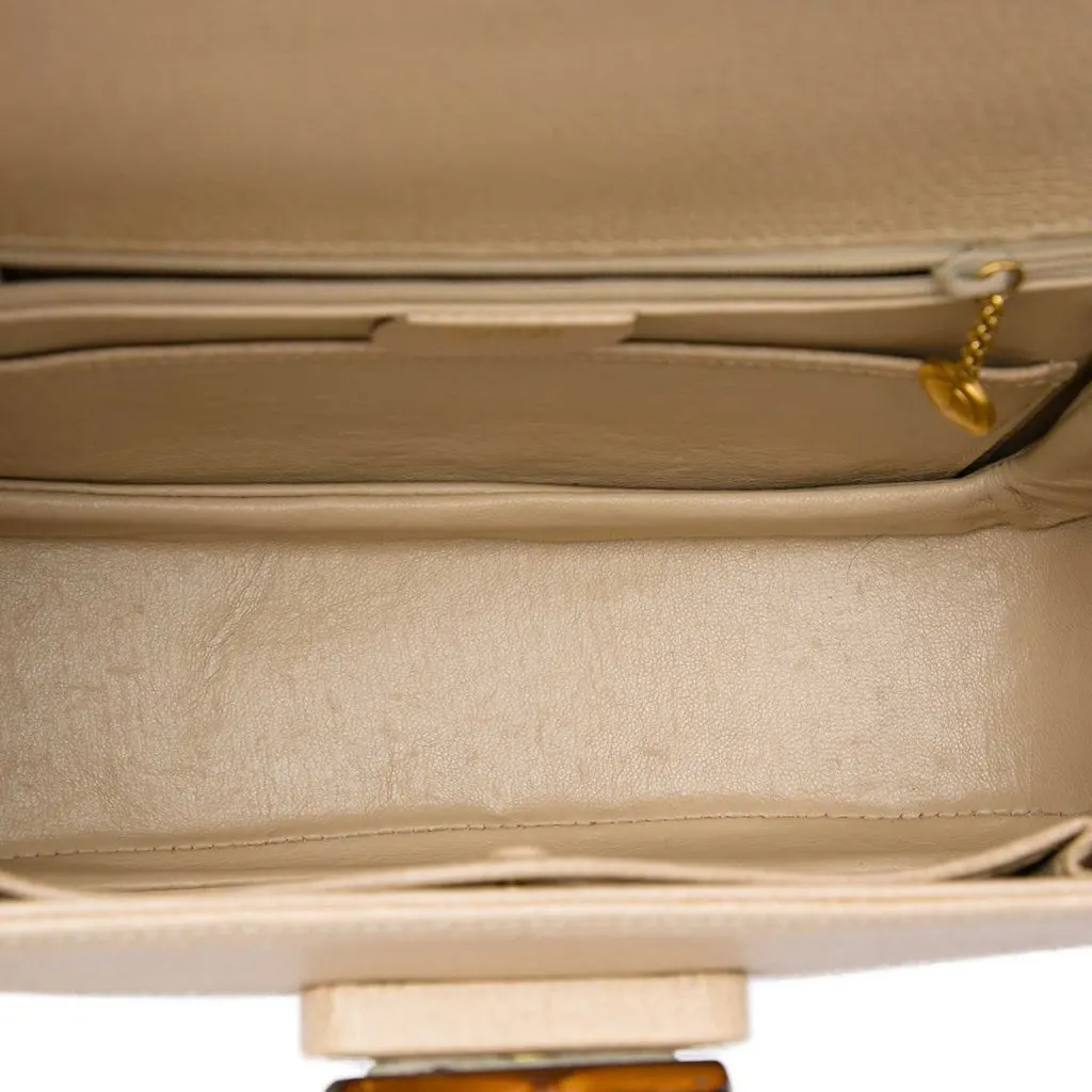 Gucci Grained Calfskin Bamboo Night Beige Leather Very good - Model View