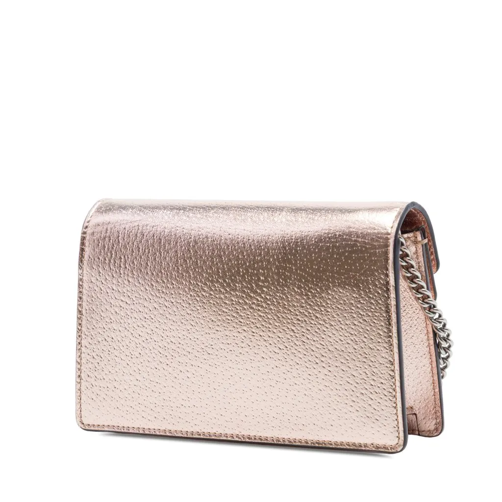 Gucci Mini Metallic Calfskin Dionysus Crossbody Pink Leather Very good - Back View