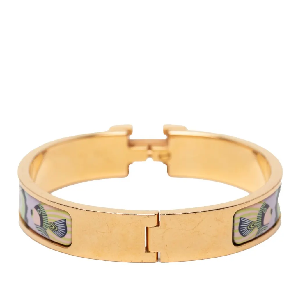 Hermès Narrow Enamel Lanternes Ballons et Cocardes Clic H Bracelet PM Blue Very good - Inside View