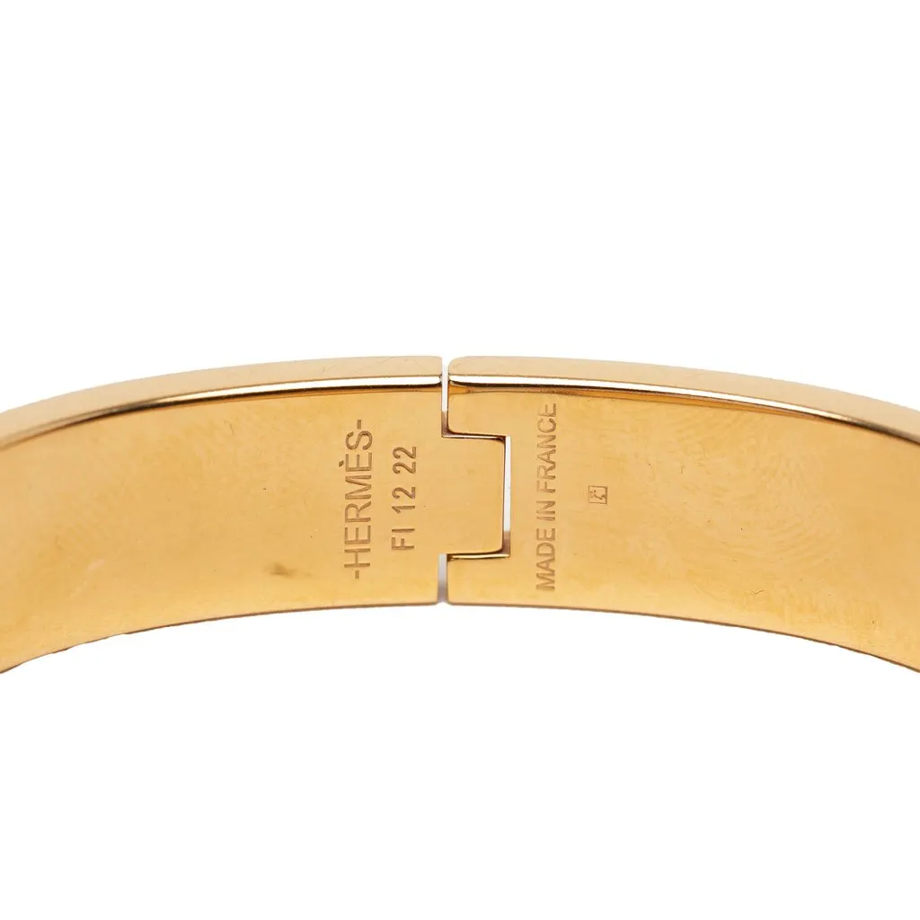 Hermès Narrow Enamel Lanternes Ballons et Cocardes Clic H Bracelet PM Blue Very good - Model View