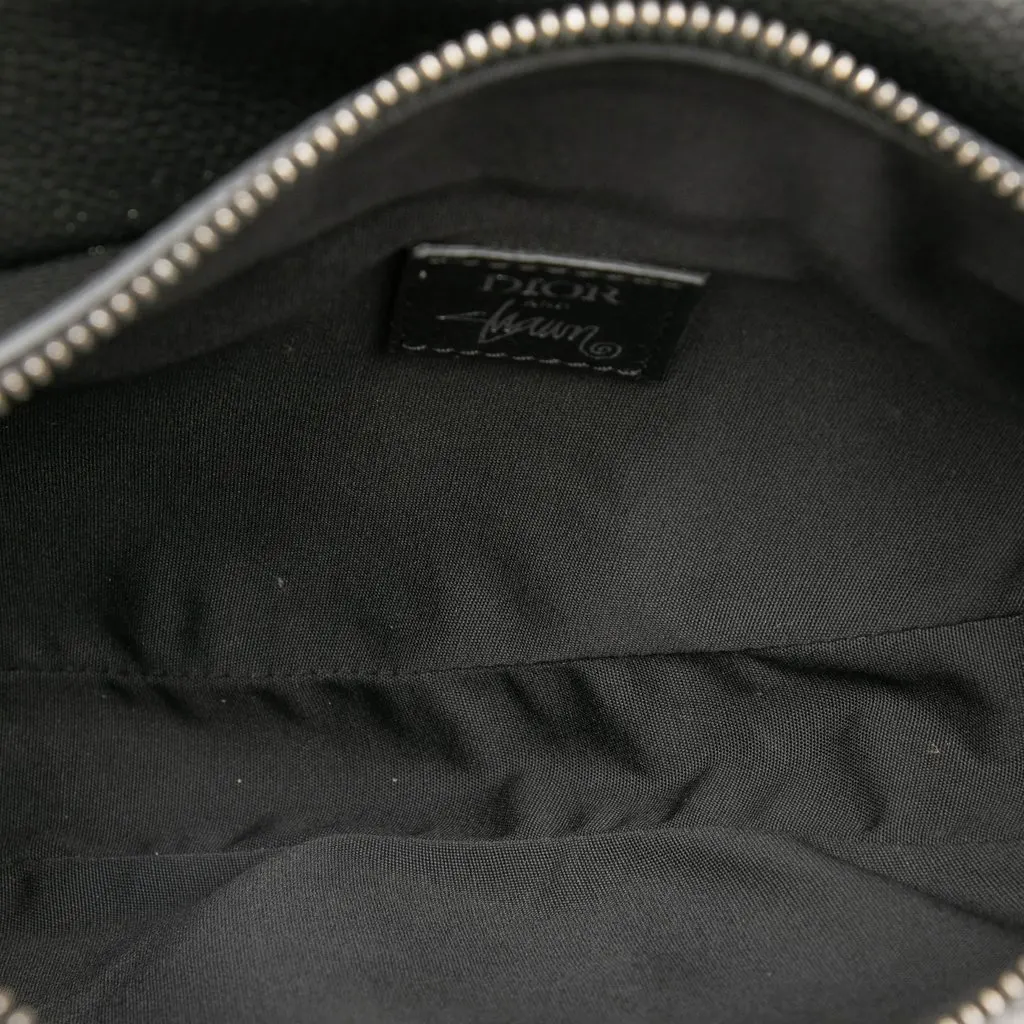 Dior Shawn Stussy Grained Calfskin Saddle Bag Black Leather Very good - Model View