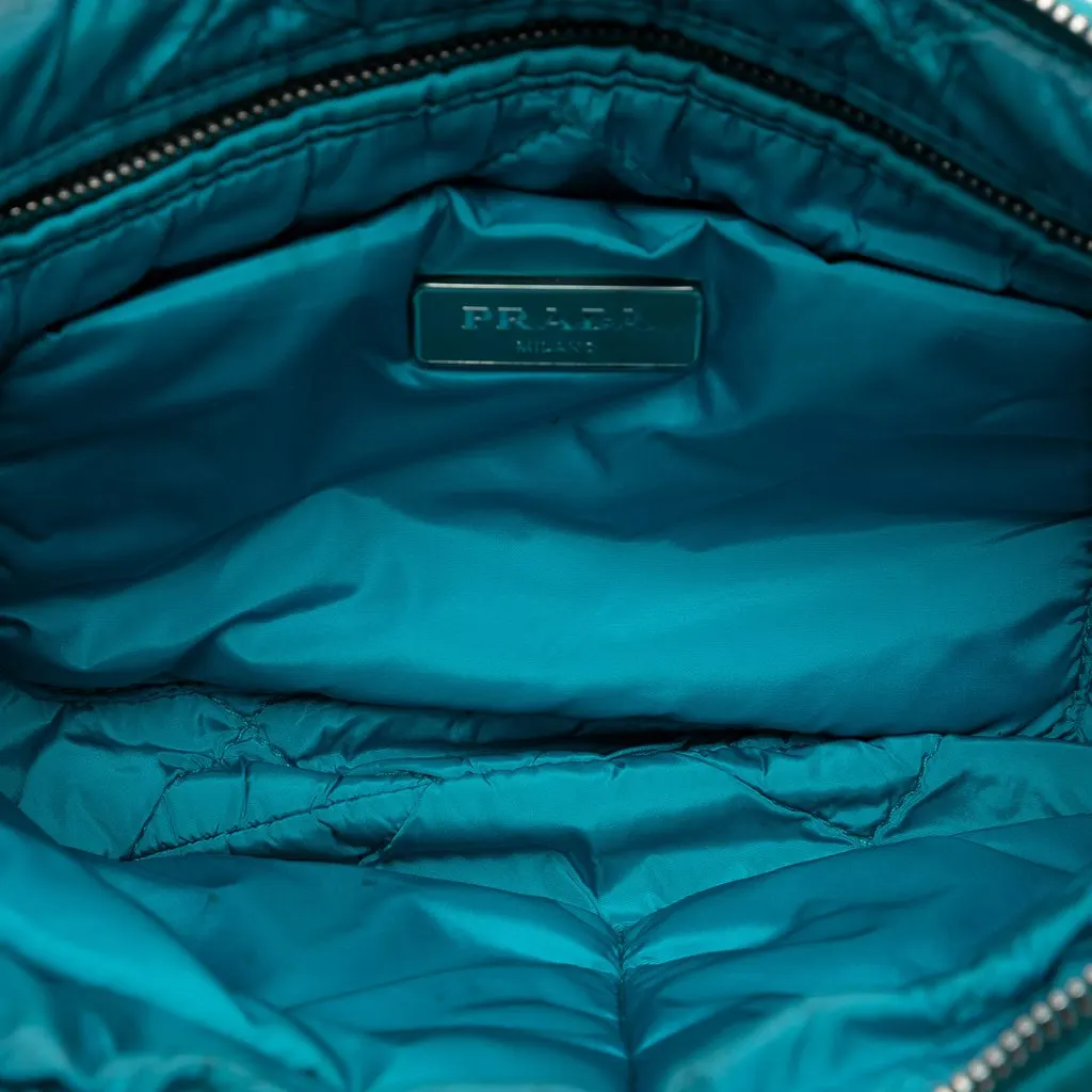 Prada Tessuto Bomber Clutch Blue Very good - Model View