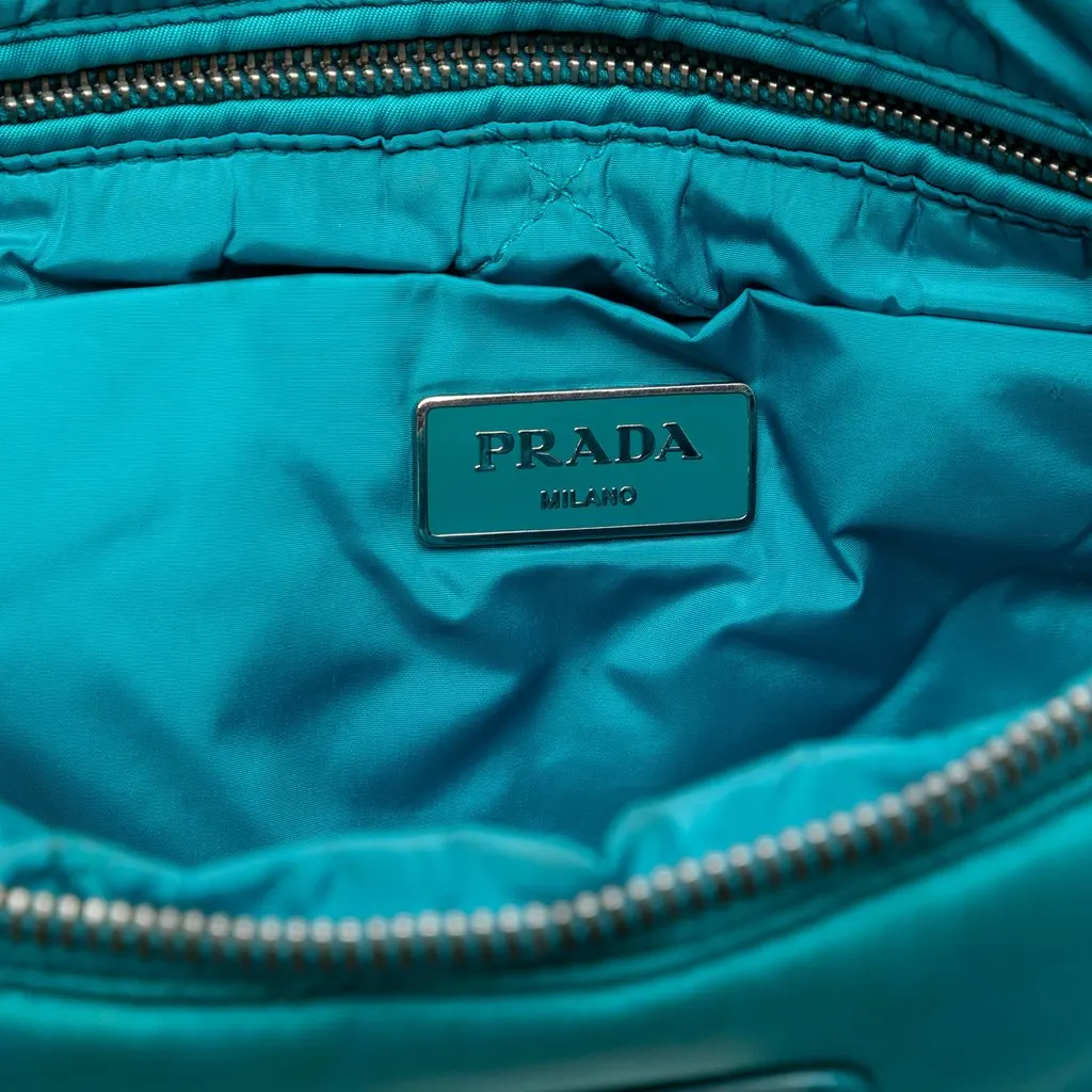 Prada Tessuto Bomber Clutch Blue Very good - Box View
