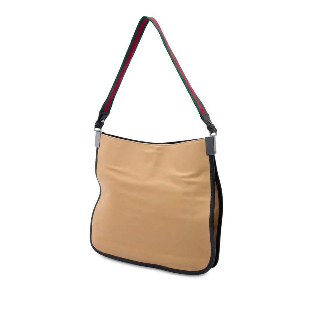 Gucci Canvas Web Shoulder Bag Beige Canvas Very good - Back View